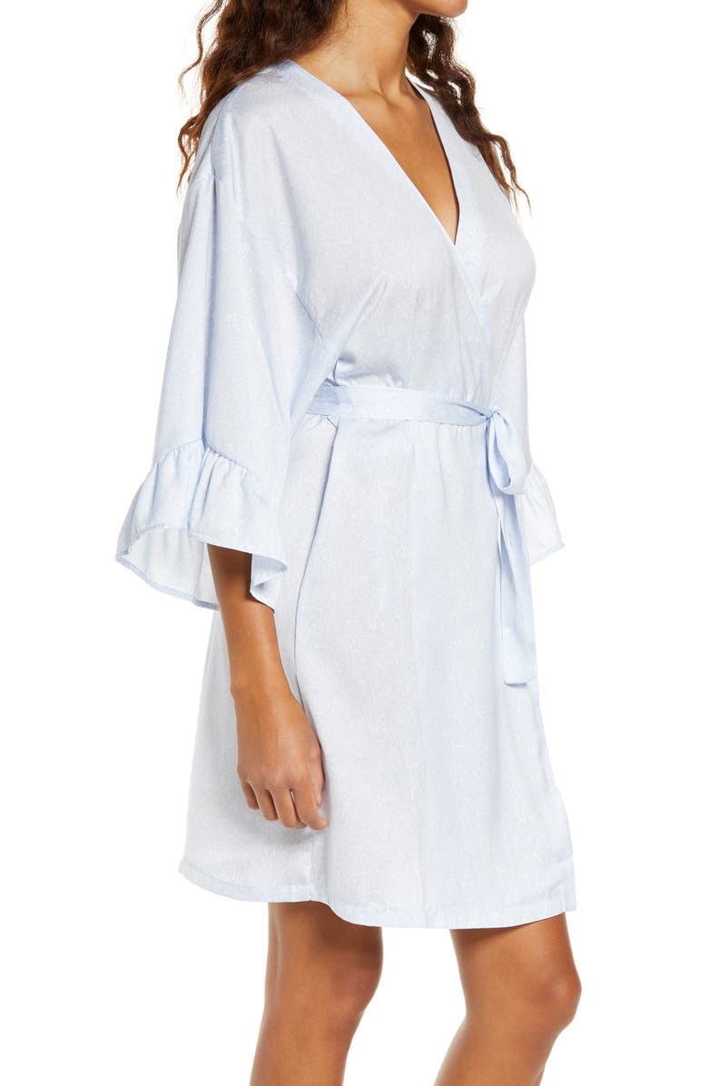 Nordstrom Ruffle Trim Satin Robe, Alternate, color, 