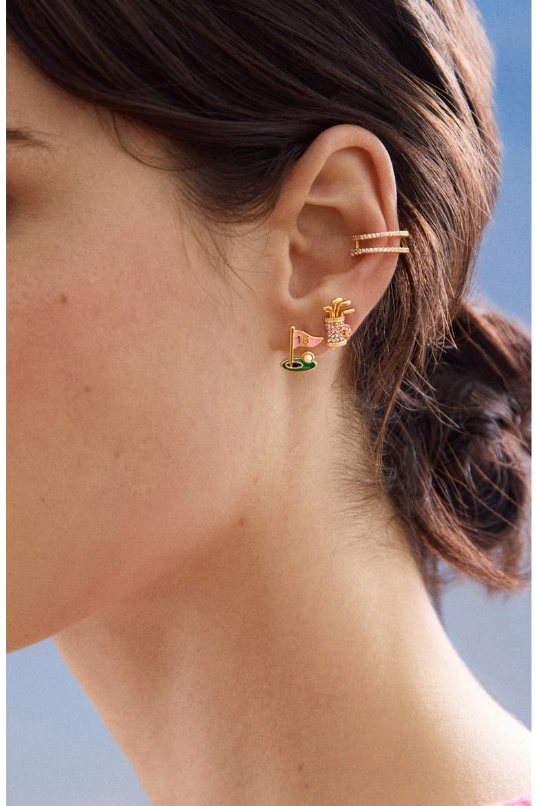 Hole in 1 Set of 2 Earrings, Alternate, color, GOLD MULTI
