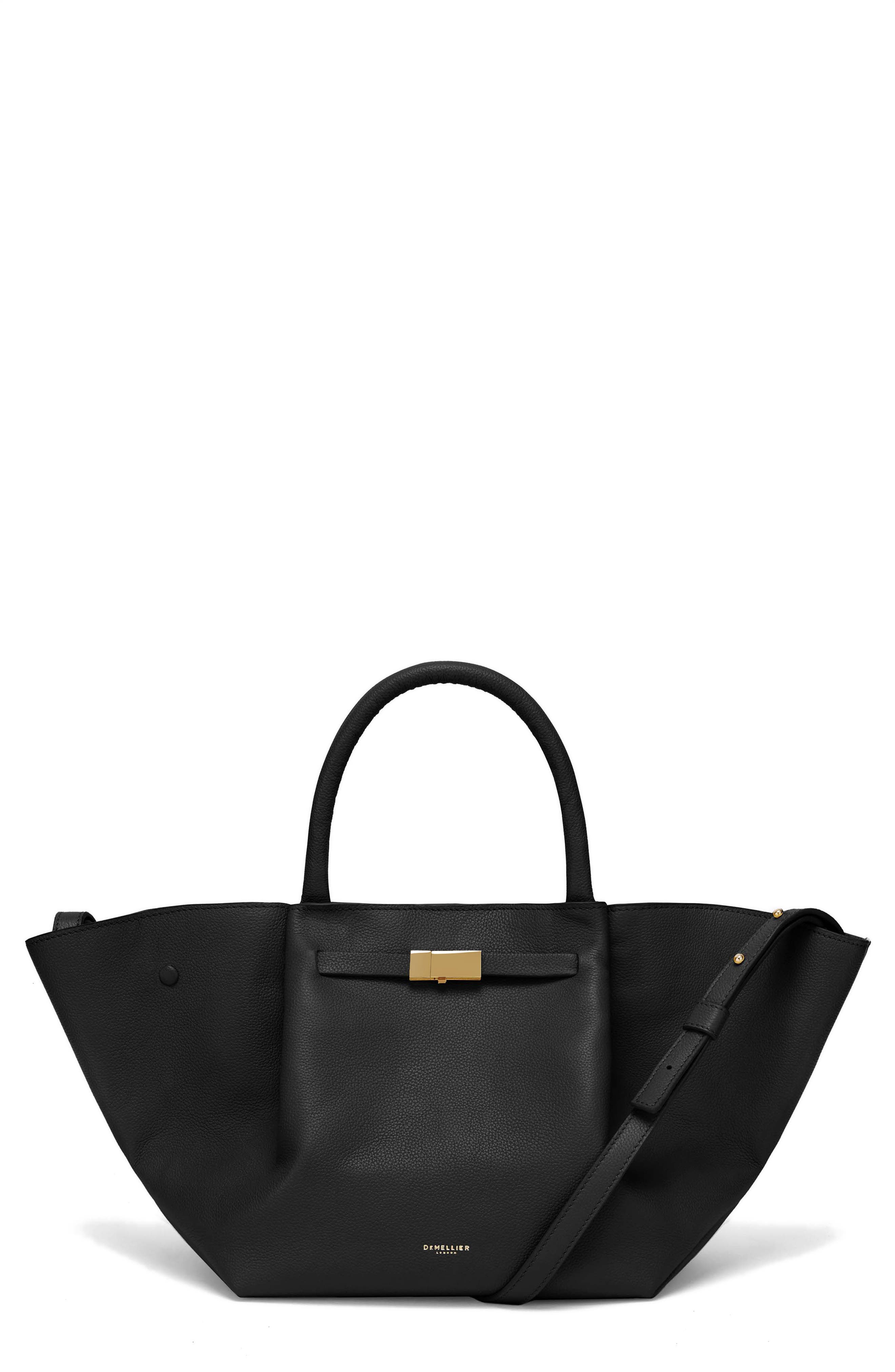 DeMellier New York Leather East/West Midi Tote, Main, color, Black