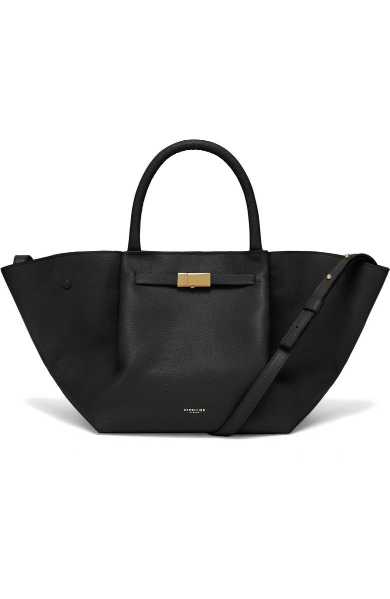 DeMellier New York Leather East/West Midi Tote, Main, color, Black