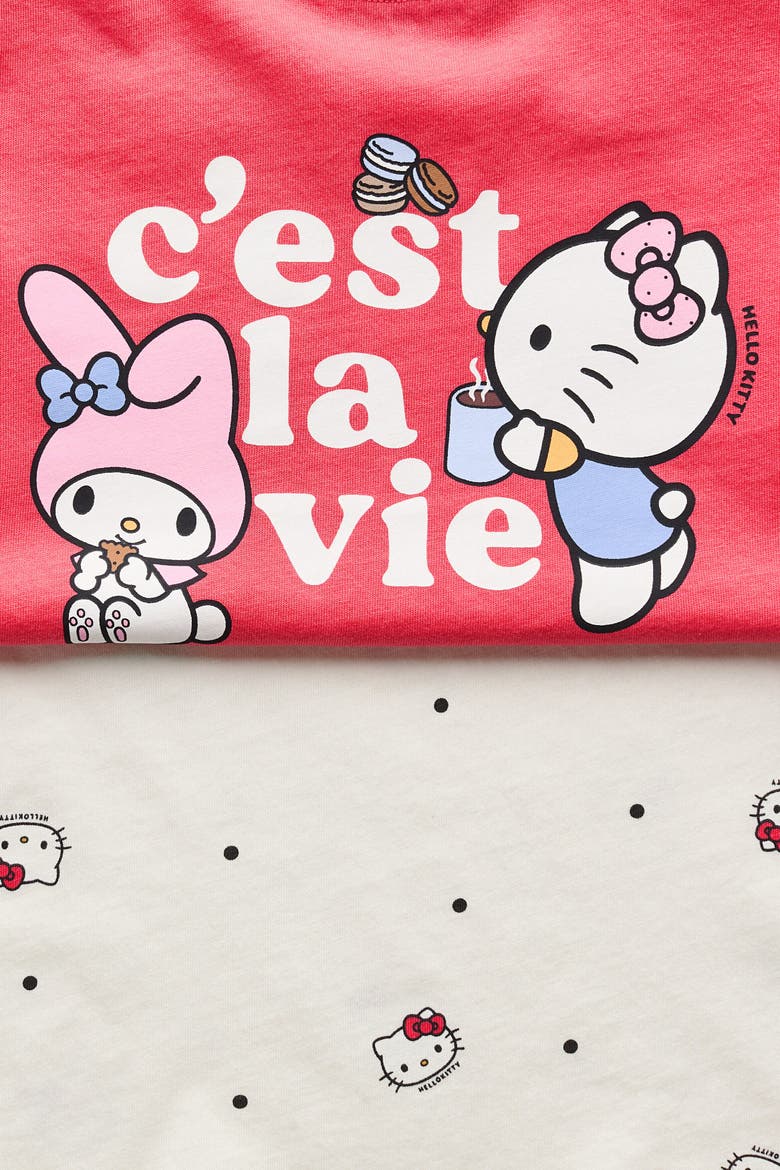 2-pack Printed T-shirts, Alternate, color, Red/Hello Kitty