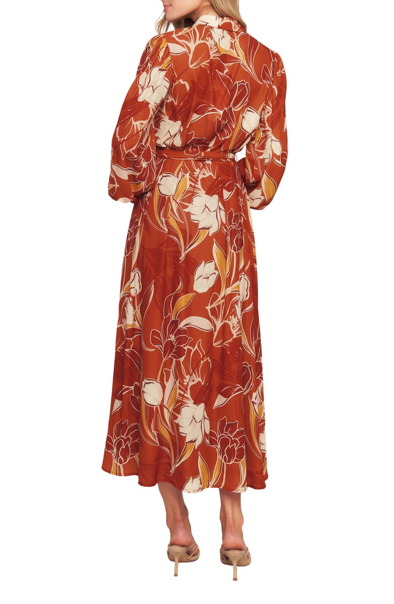 FLYING TOMATO Floral Long Sleeve Midi Shirtdress, Alternate, color,