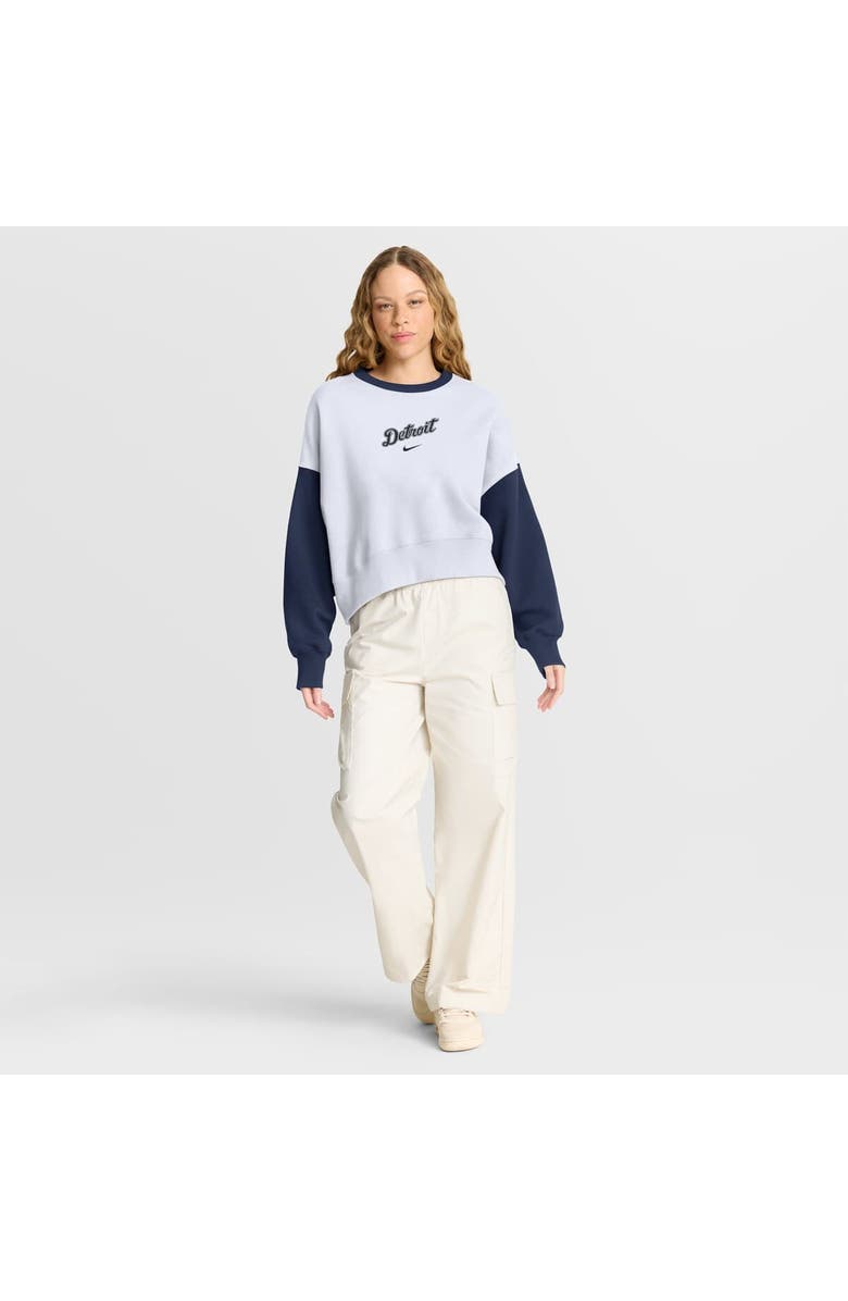 Nike Women's Nike White/Navy Detroit Tigers Oversized High Hip Fleece Sweatshirt, Alternate, color, White