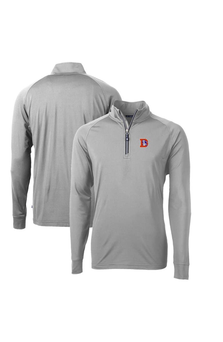 Cutter & Buck Men's Cutter & Buck Gray Denver Broncos Adapt Eco Knit Stretch Recycled Big & Tall Quarter-Zip Throwback Pullover Top, Main, color, Gray