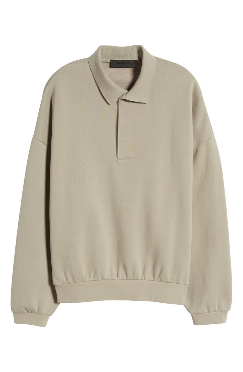 Fear of God Essentials Oversize Long Sleeve Fleece Polo Sweatshirt, Alternate, color, 