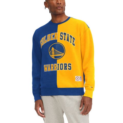 Men's Tommy Jeans Royal/Yellow Golden State Warriors Keith Split Pullover Sweatshirt
