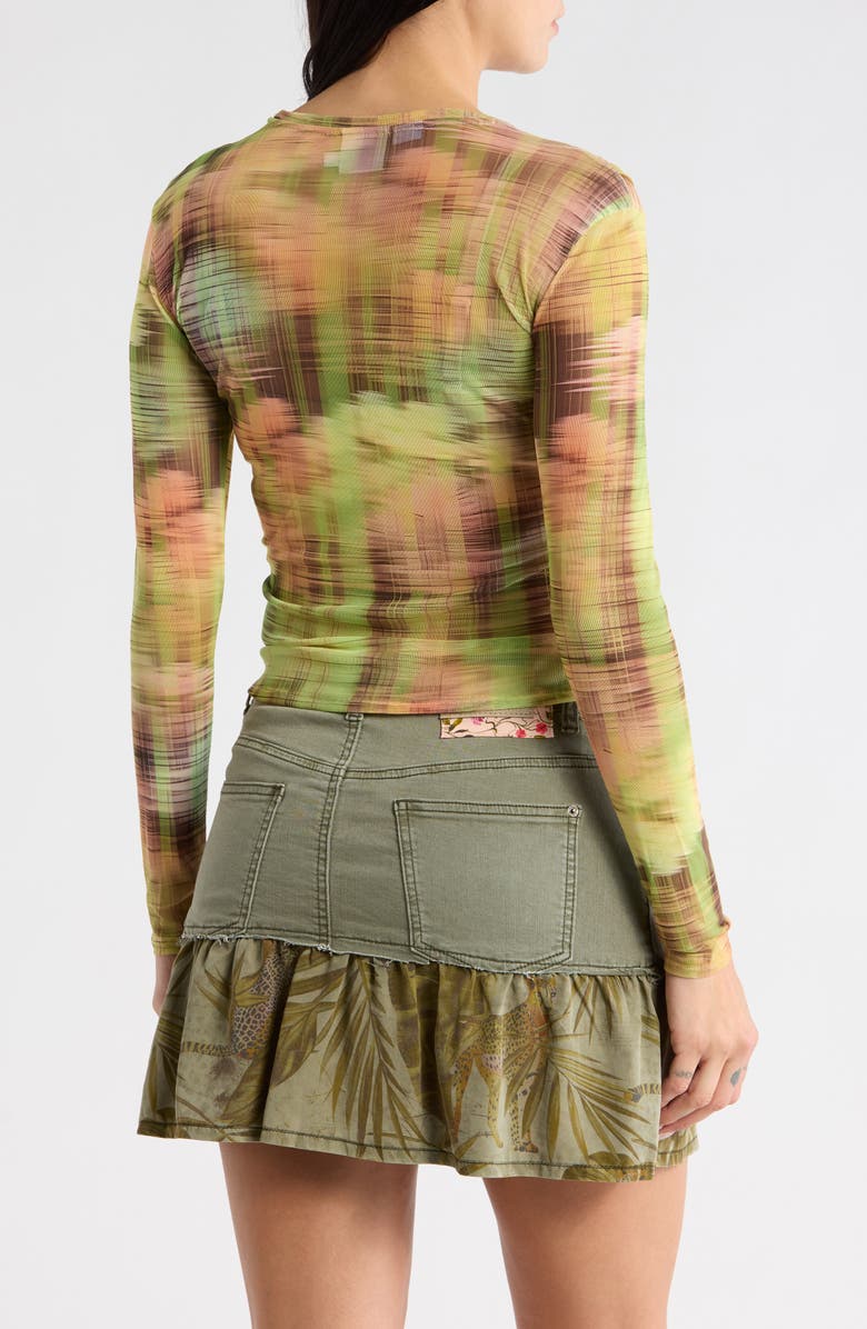 Desigual Printed Mesh Top, Alternate, color, Yellow