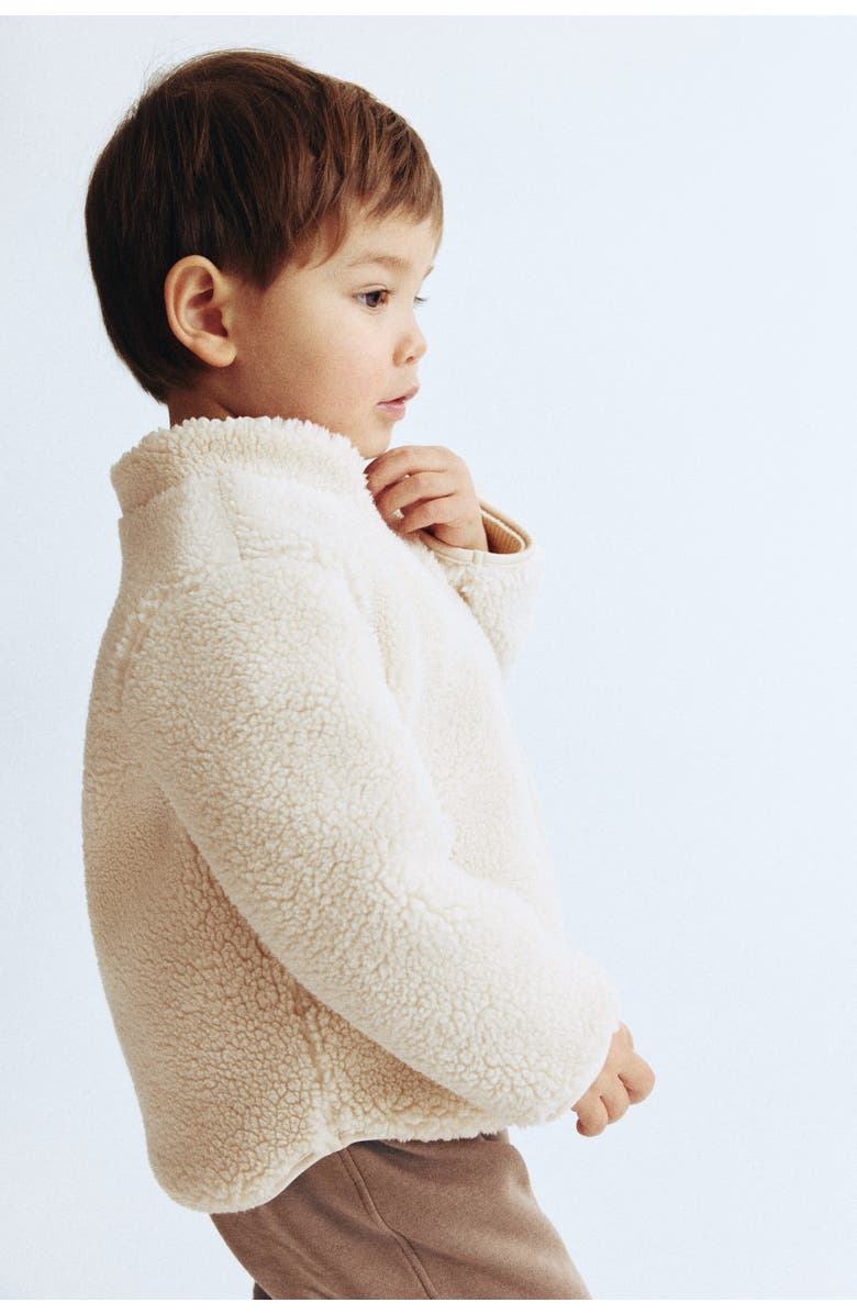 H&M Teddy fleece jacket, Alternate, color, Light Beige