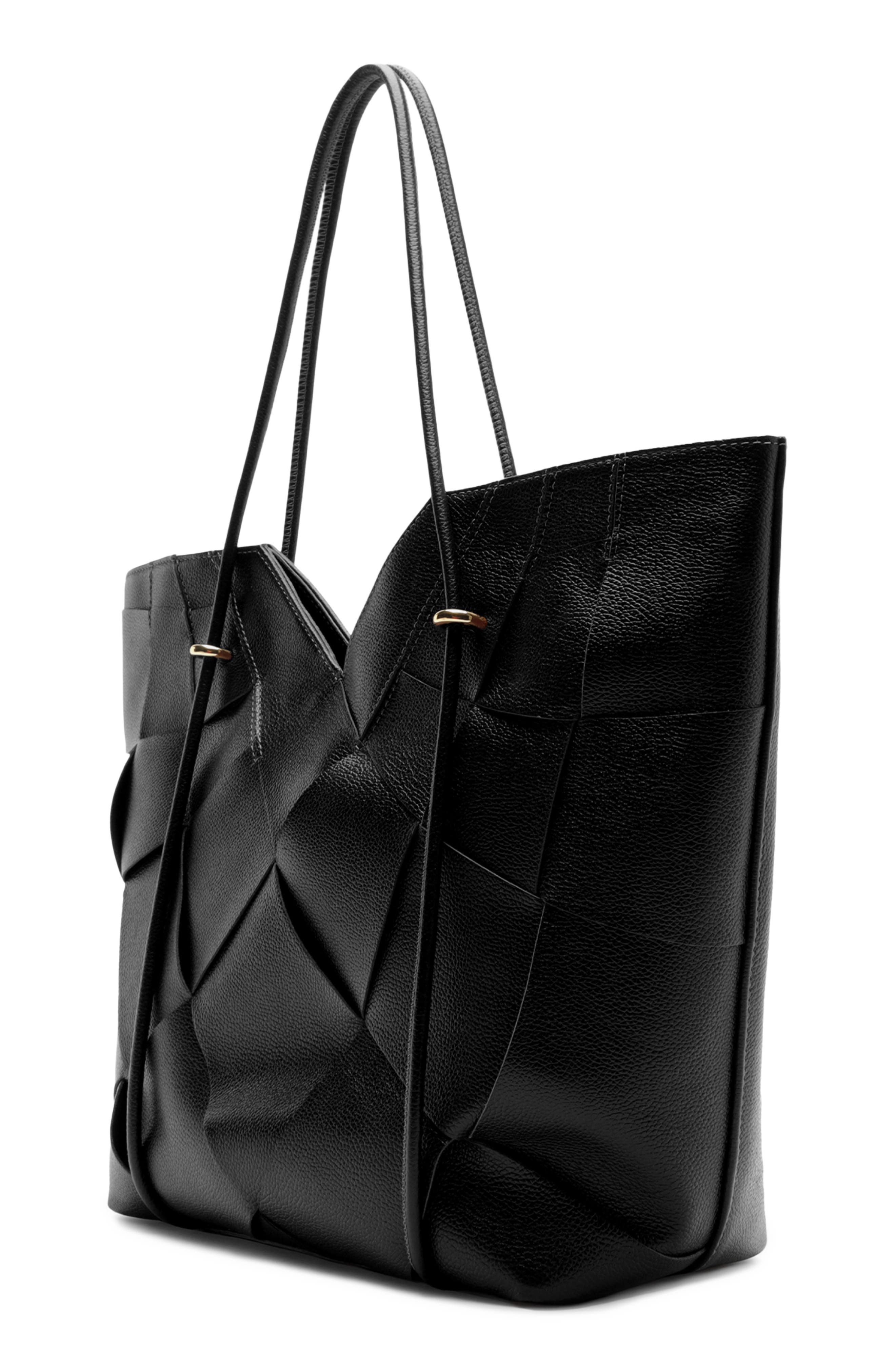 Sarah Large Leather Tote, Alternate, color, BLACK