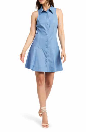 En Saison Liana Sleeveless Mini Chambray Shirtdress