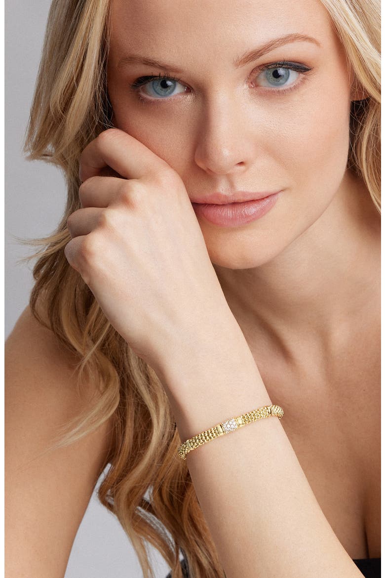 Caviar Gold Diamond Bracelet, Alternate, color, YELLOW GOLD