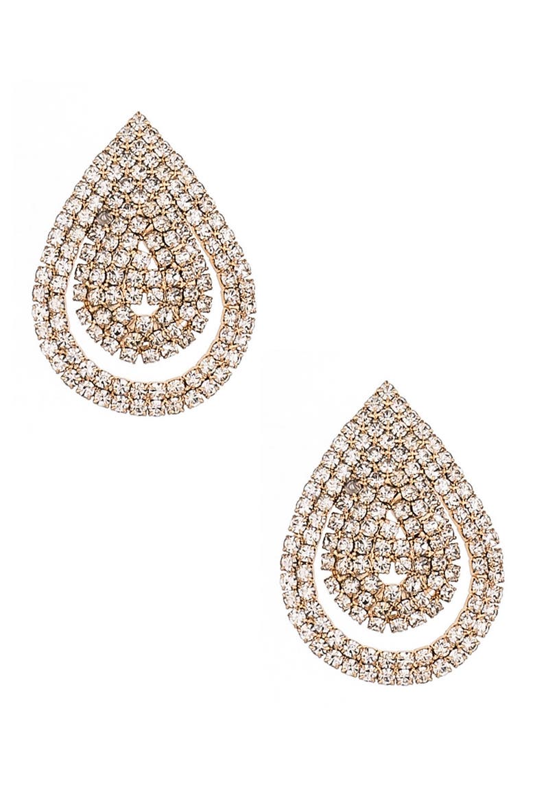 Crystal Teardrop Stud Earrings, Main, color, GOLD