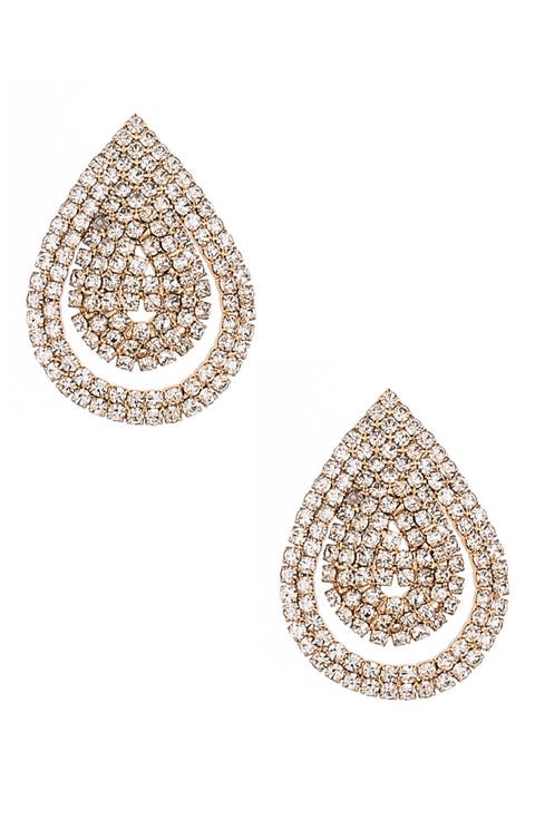 Crystal Teardrop Stud Earrings