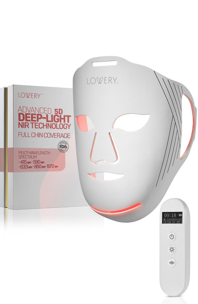 Lovery 5D Liquid Silicone LED Light Therapy Face Mask - Red, Blue & Near-Infrared Light - Skin Rejuvenation & Acne Care, Main, color, White