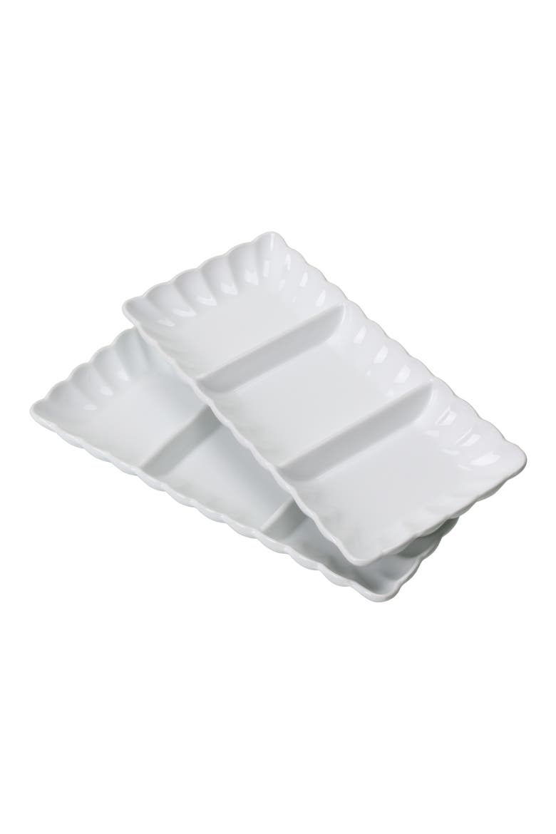 Petal Set of 2 Divided Dishes Set, Main, color, WHITE