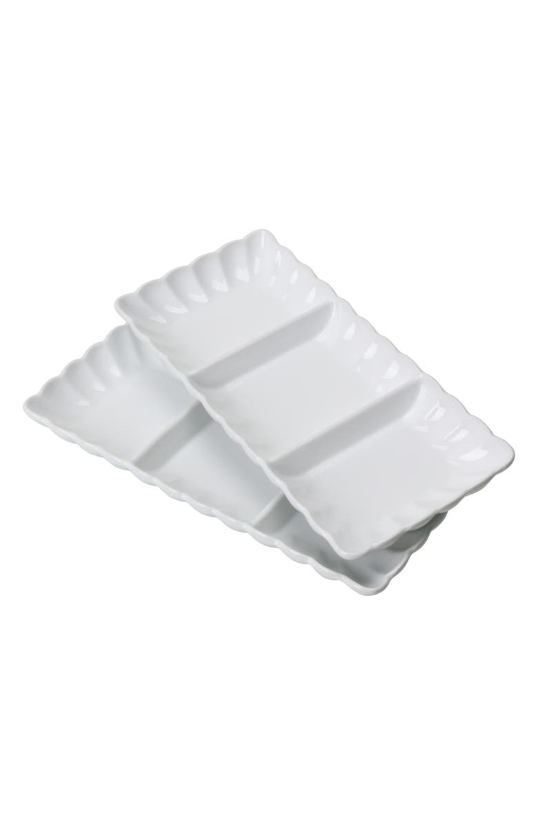 BIA Cordon Bleu Petal Set of 2 Divided Dishes Set, Main, color, White