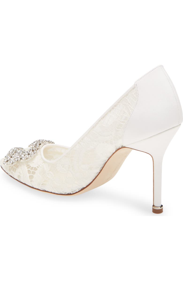 Manolo Blahnik Hangisi Lace Pointed Toe Pump, Alternate, color,