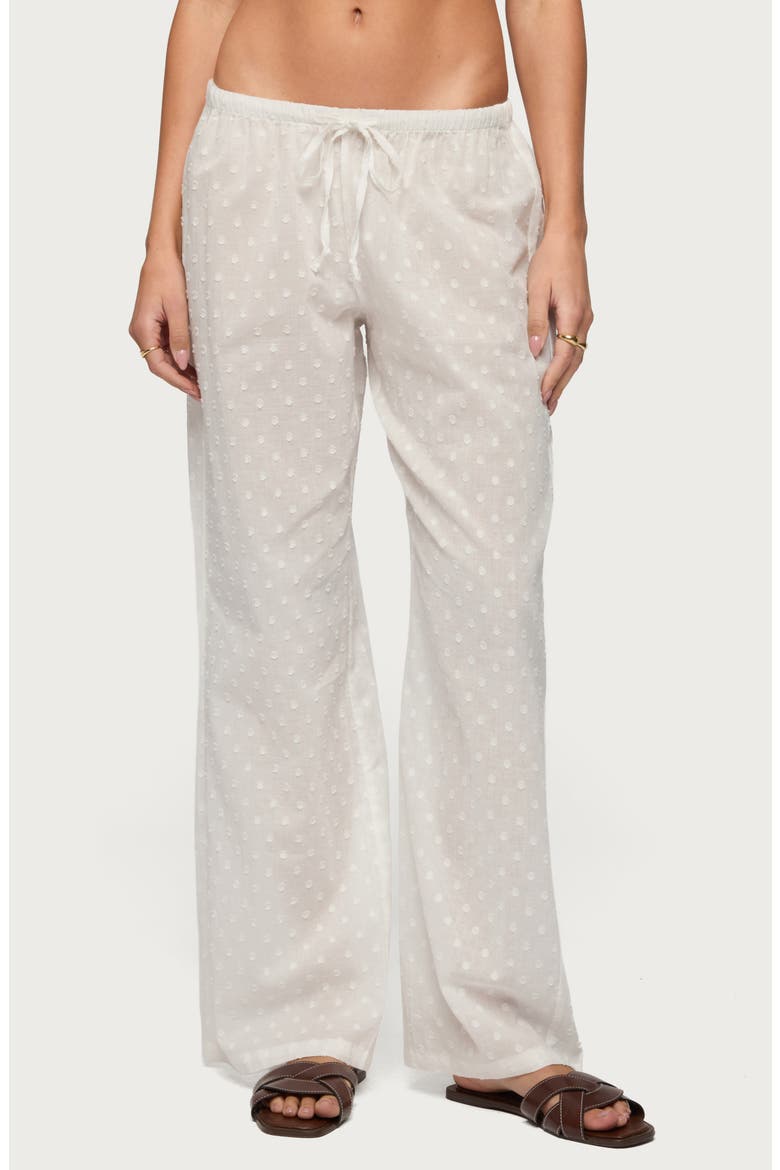 Embroidered Cotton Drawstring Pants, Main, color, WHITE