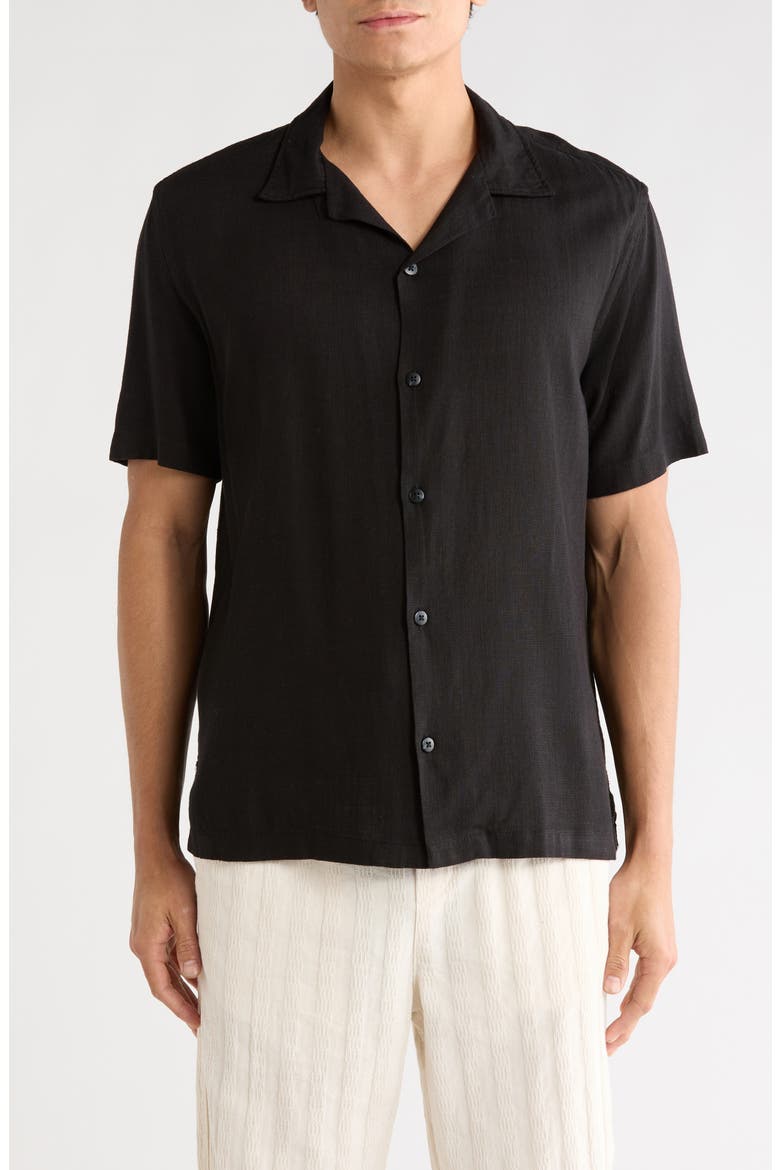 Solid Camp Shirt, Main, color, BLACK