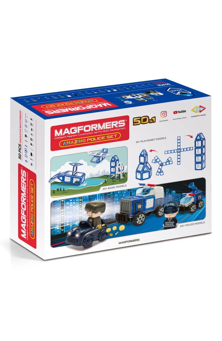 Magformers Amazing Police & Rescue 50-Piece Magnetic 3D Construction Set, Alternate, color, 