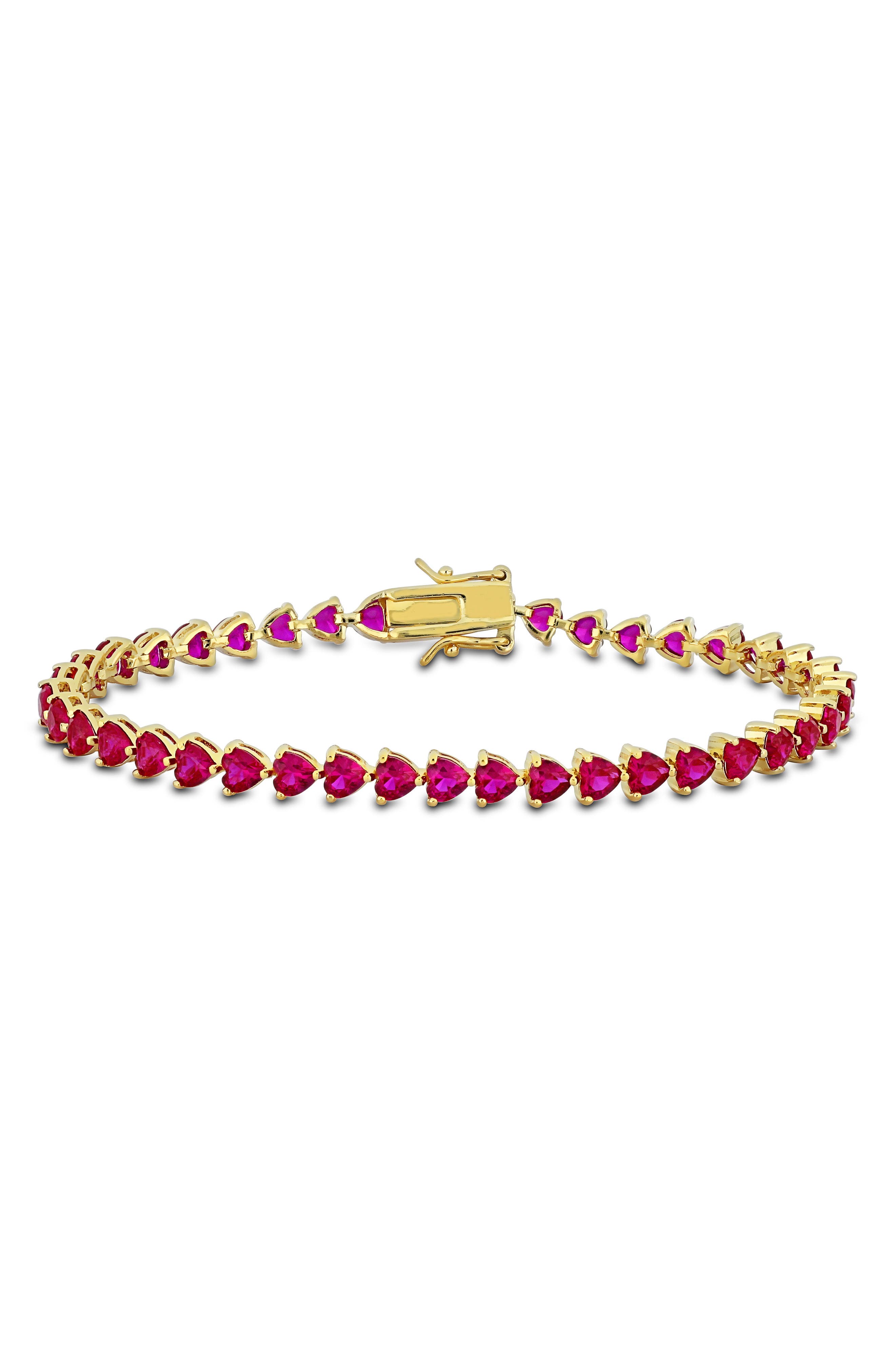 DELMAR Lab Created Ruby Heart Tennis Bracelet (Women) | Nordstromrack