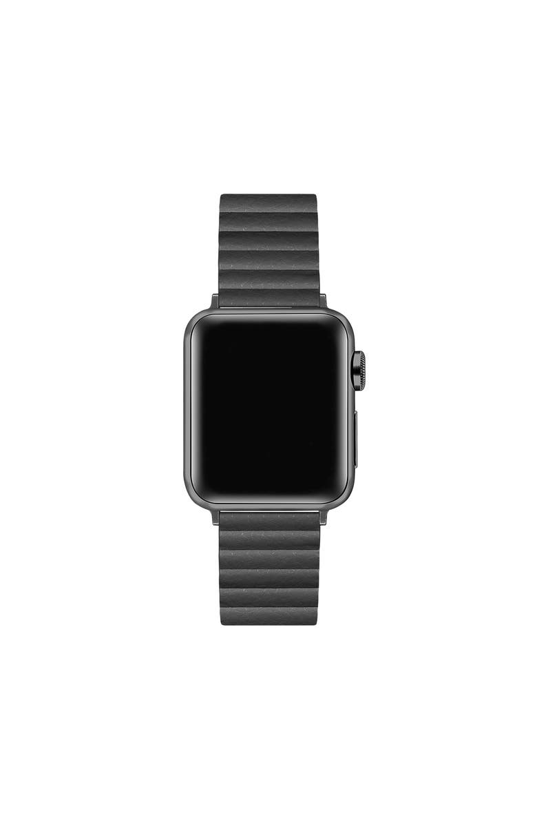 Posh Tech Riley Magnetic Leather Band for Apple Watch, Alternate, color, Black