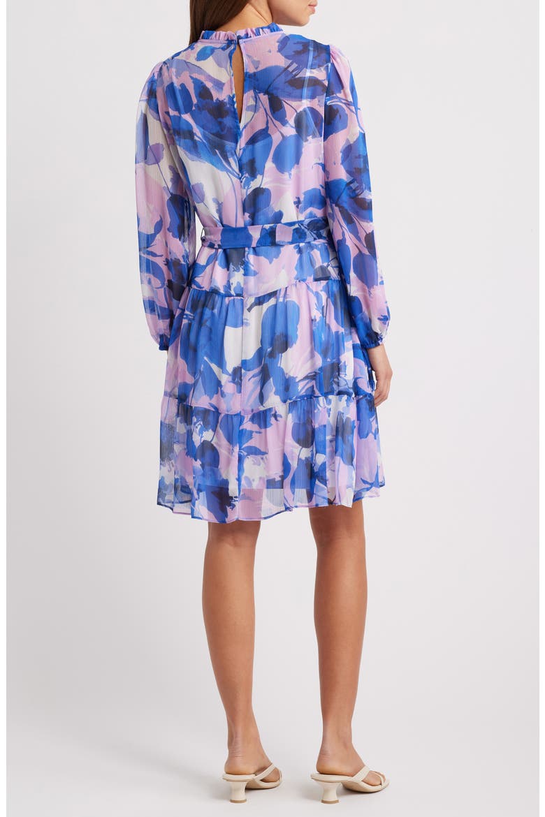 Floral Long Sleeve Tiered Dress, Alternate, color, BLUE MULTI