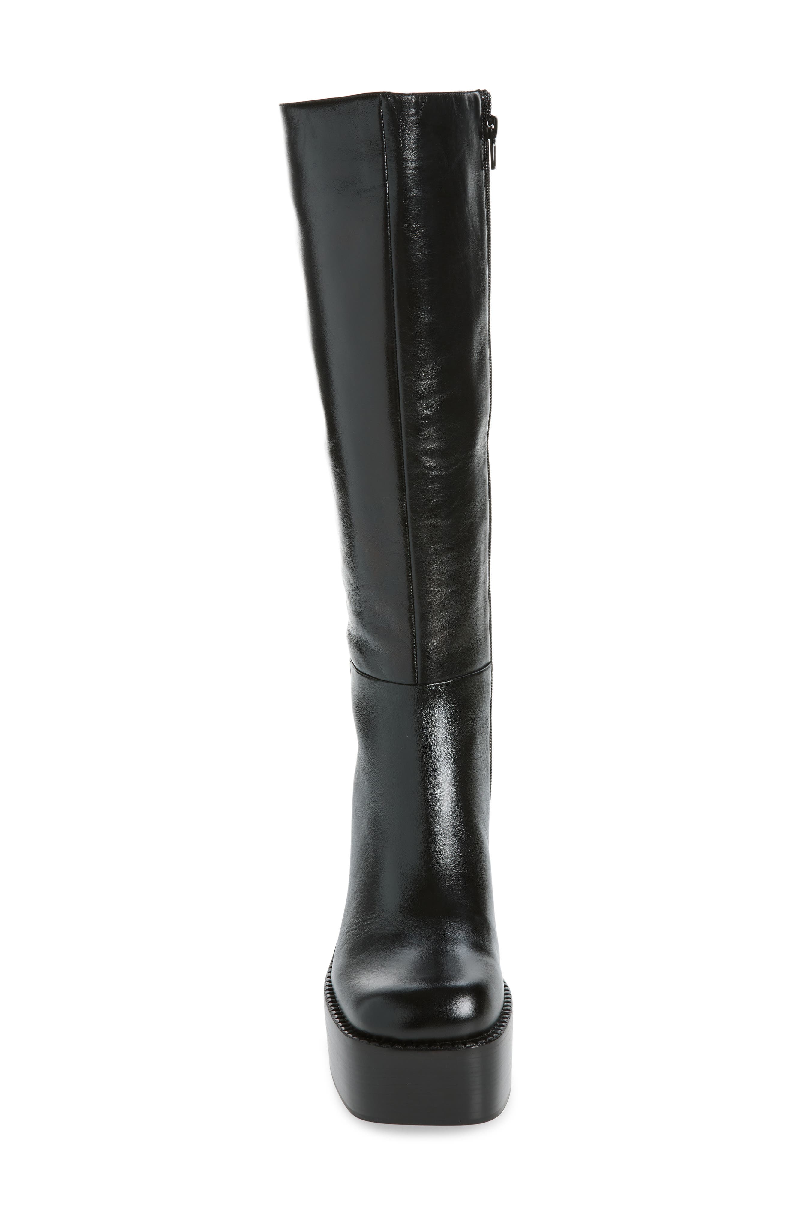The-Band Knee High Leather Boot, Alternate, color, BLACK