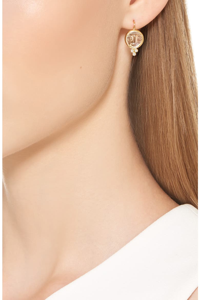 Moonface Diamond & Rock Crystal Earrings, Alternate, color, YELLOW GOLD/ CRYSTAL