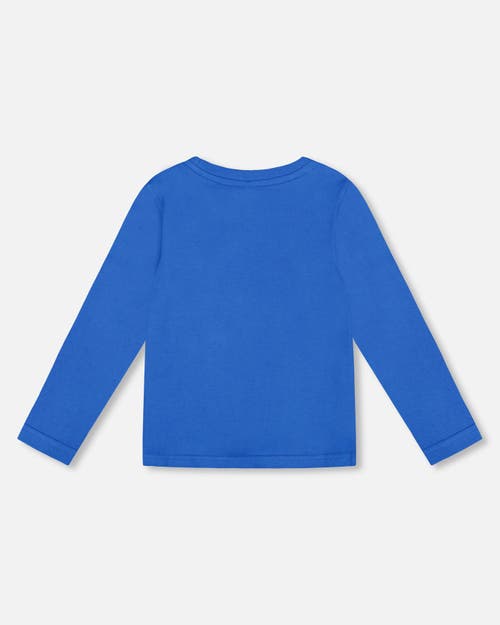 Deux Par Deux Long Sleeve Organic Cotton Jersey Tee In Blue