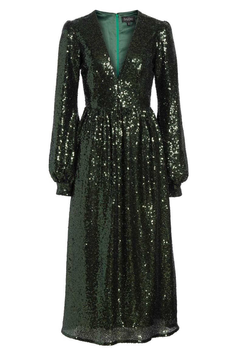 Camille Sequin Midi Dress, Alternate, color, DARK GREEN