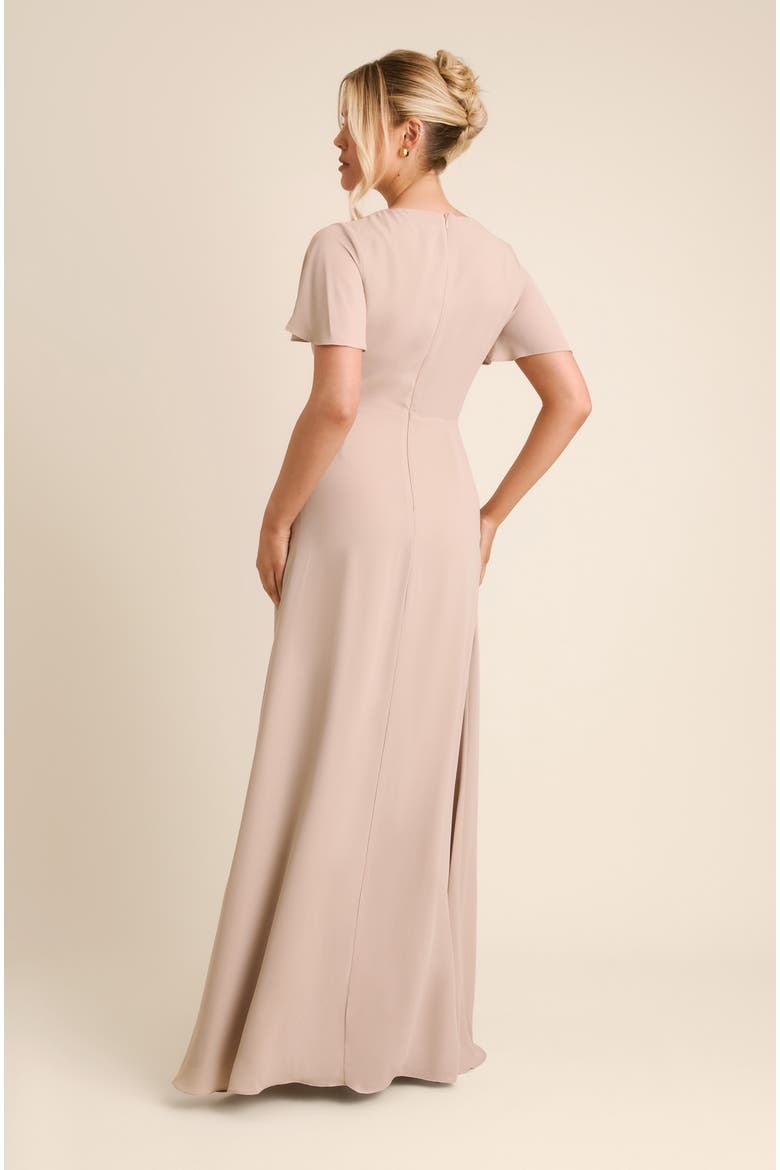 Knot Front Chiffon Bridesmaid Dress, Alternate, color, Truffle