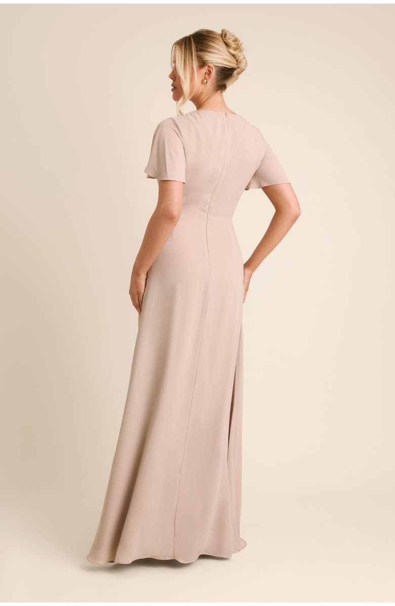 Six Stories Knot Front Chiffon Bridesmaid Dress, Alternate, color, Truffle