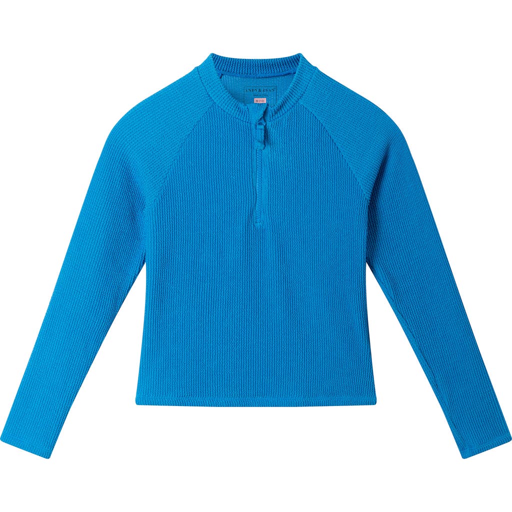 Andy & Evan Kids' Rib Half-zip Rashguard In Bright Blue