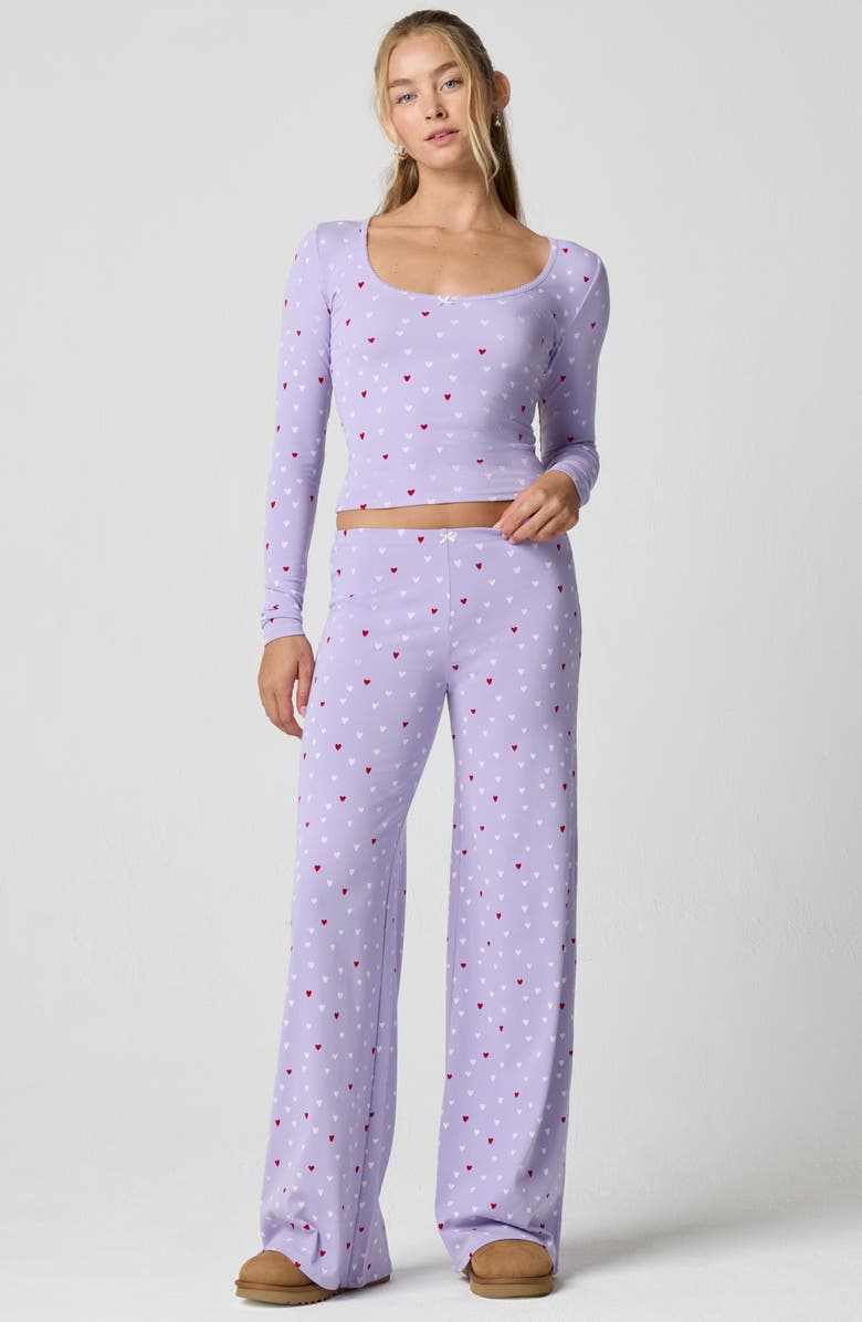 Florence by Mills Holidaze Rib Sleep Top, Alternate, color, Purple Multi Heart
