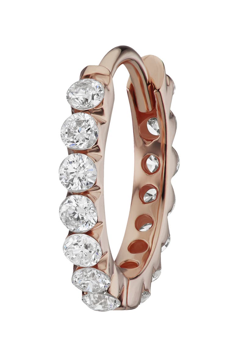 Invisible Set Diamond Single Clicker Hoop Earring, Main, color, 18K ROSE GOLD/ DIAMOND