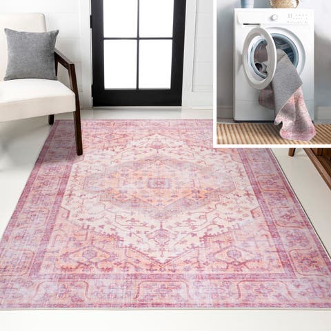 Alacati Ogee Medallion Machine-Washable Area Rug