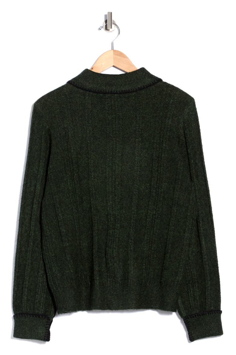 Whipstitch Collared Sweater, Alternate, color, GREEN MOSS/ BLACK