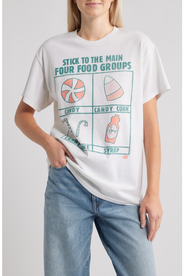 Food Groups Elf Cotton Graphic T-Shirt, Main, color, WHITE