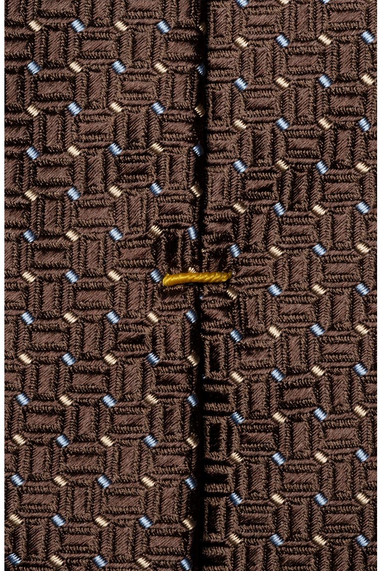 Brown Geometric Texture Silk Tie, Alternate, color, MEDIUM BROWN