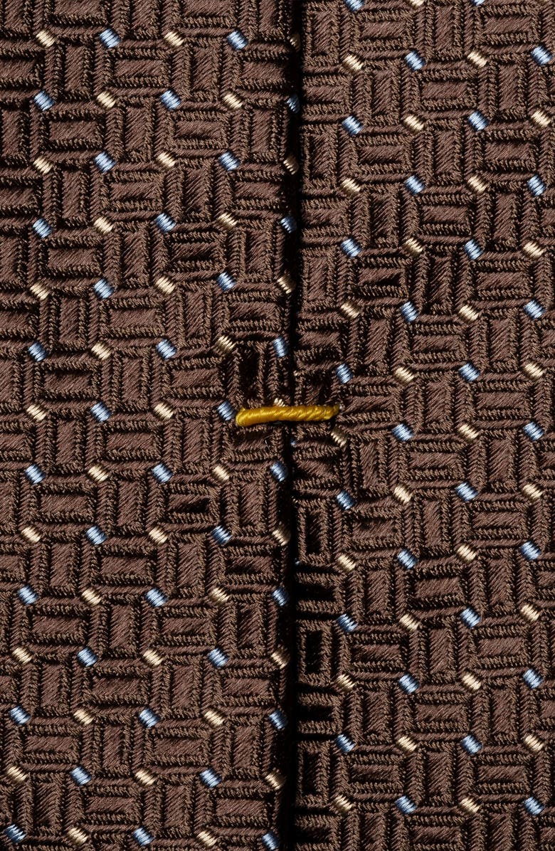 Eton Brown Geometric Texture Silk Tie, Alternate, color, Medium Brown