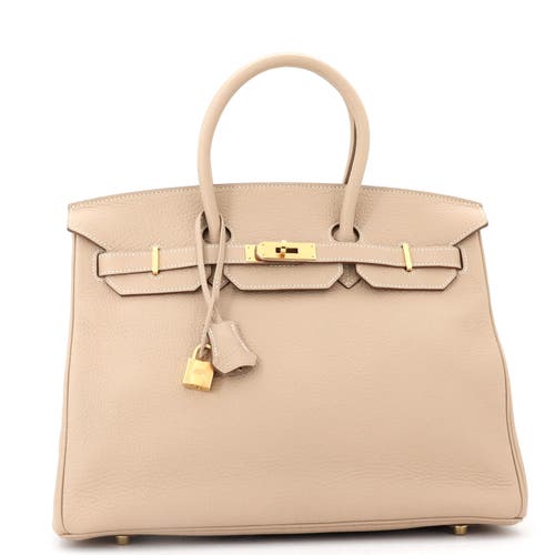 Pre-owned Hermes Hermes Birkin Handbag Light Clemence With Gold Hardware 35 In Brown