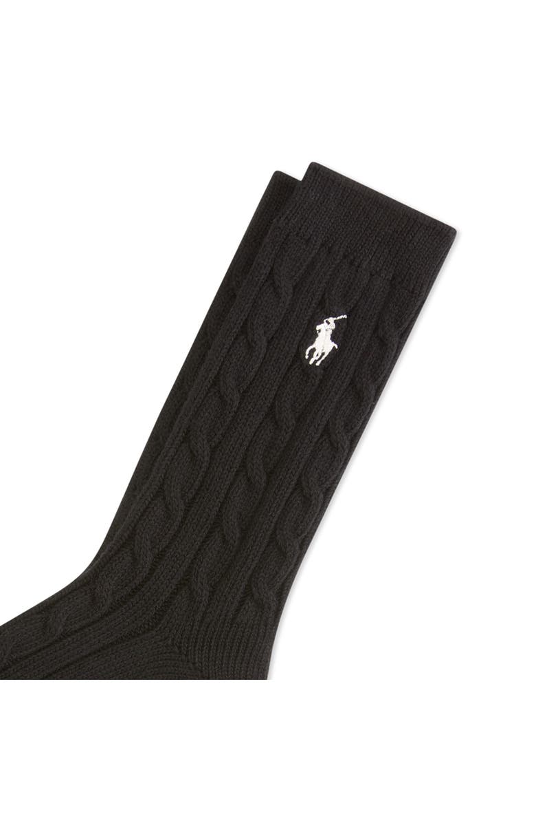 Polo Ralph Lauren Seasonless Cable Crew Socks, Alternate, color, Black