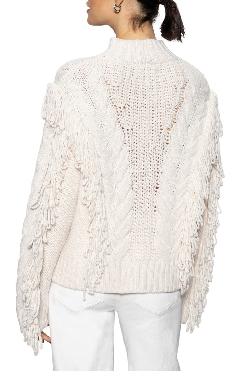 Sanctuary Mixed Stitch Fringe Detail Crewneck Sweater, Alternate, color, 