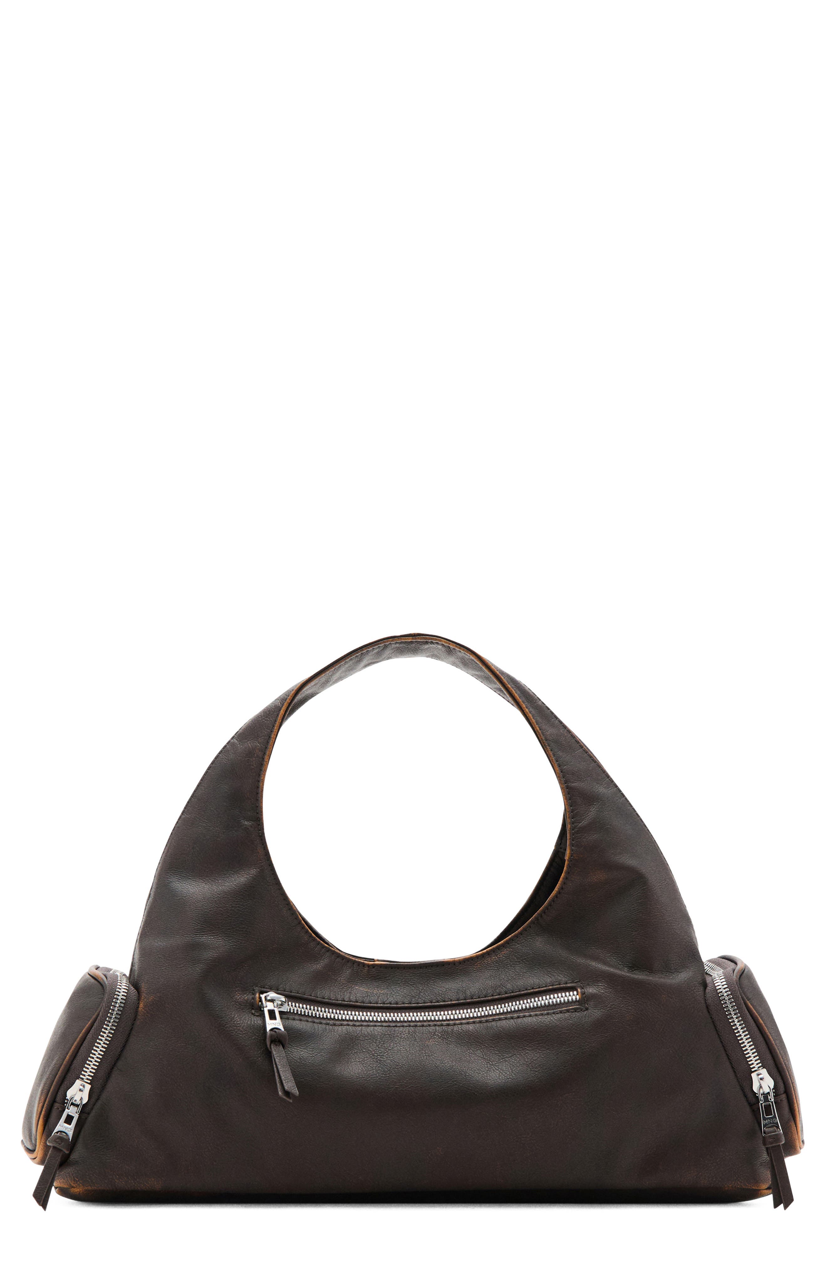 MANGO Faux Leather Shoulder Bag, Main, color, 