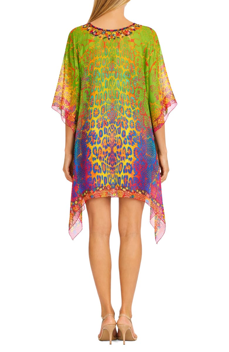 RANEES Animal Print Poncho, Alternate, color, Green