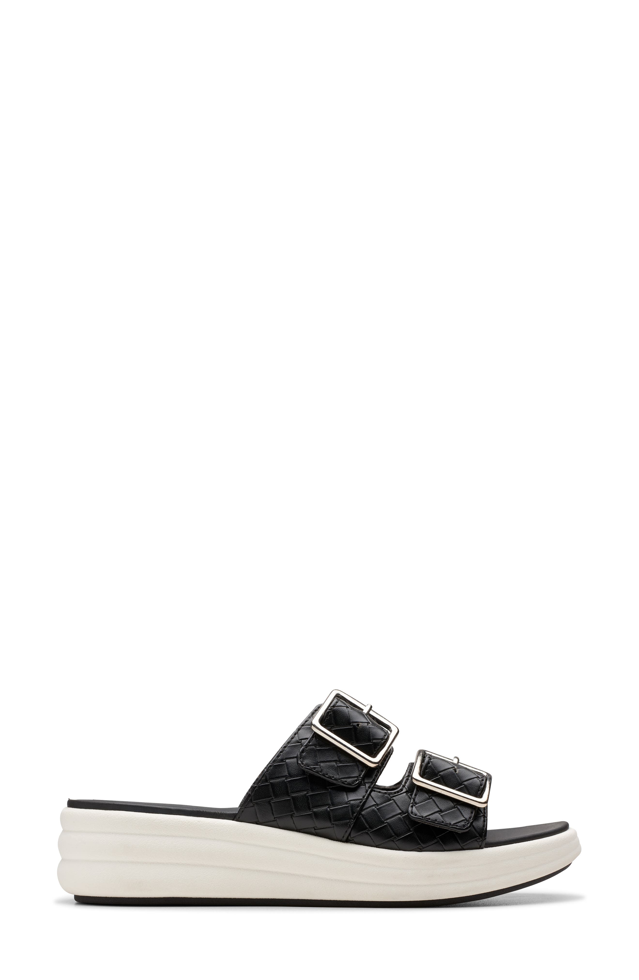 Clarks<sup>®</sup> Drift Buckle Slide Sandal, Alternate, color, Black Woven