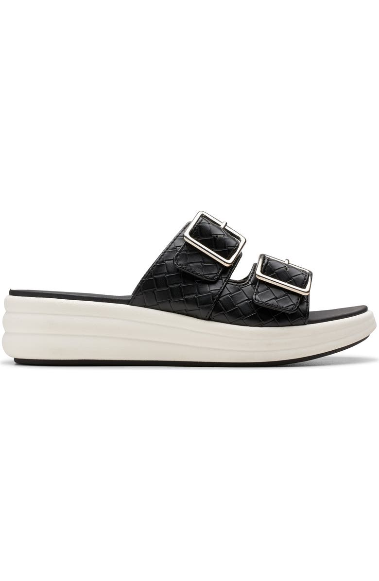 Clarks<sup>®</sup> Drift Buckle Slide Sandal, Alternate, color, Black Woven
