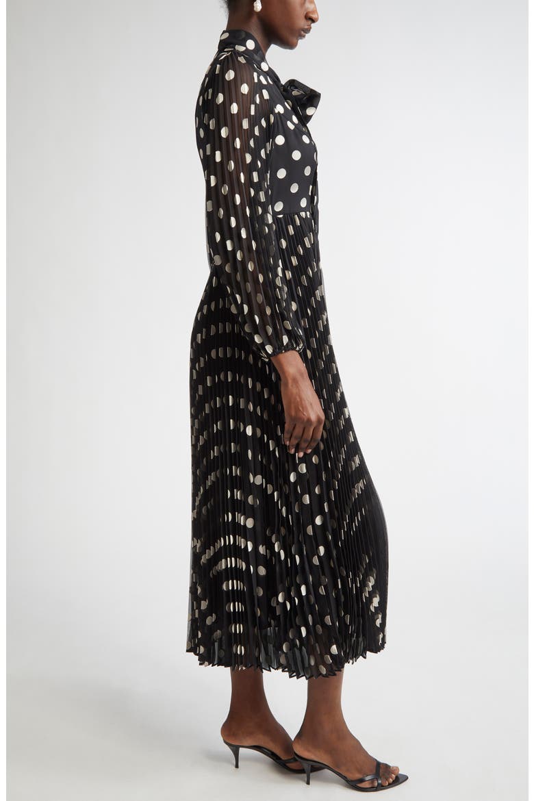 Zimmermann Polka Dot Pleated Midi Dress with Removable Pussy Bow