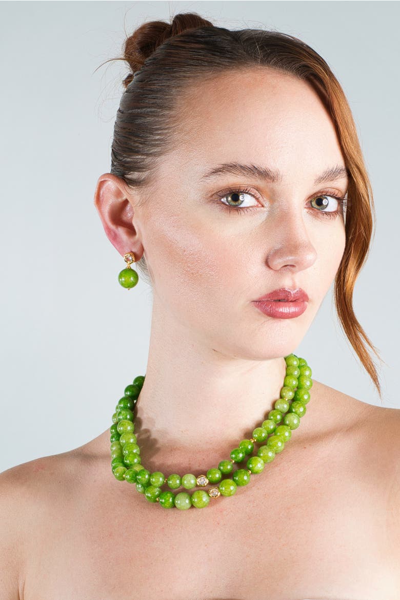 Olivia Peridot Bead Choker Necklace, Alternate, color, Green